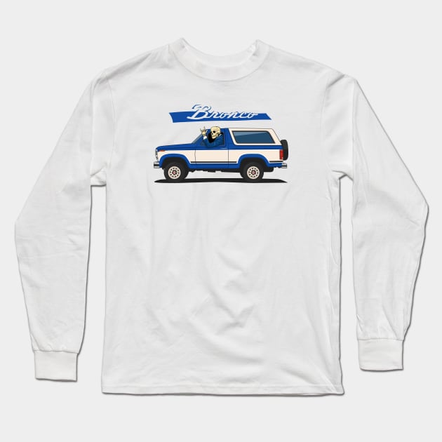 Truck bronco 1986 f150 xlt 4x4 skull metal blue navy Long Sleeve T-Shirt by creative.z